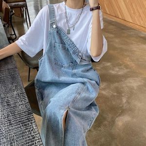 <strong>Women</strong> Distressed Denim Pinafore Dress <strong>for</strong> <strong>Women</strong> Loose Fit Midi Overall With Pocket Detail <strong>Salopette</strong> Femme Overalls - Product Image 4