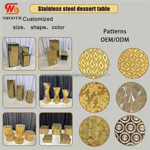 Ensemble de socles à gâteau carrés et ronds en acier inoxydable lisses, décoration de table de mariage personnalisée, support à fleurs, design miroir, multicolore - Product Image 2