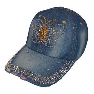 Nuevo diseño personalizado mariposa mujer gorra de béisbol Bling sombrero Rhinestone Jean ajustable Luky sombrero regalo para ella - Product Image 1