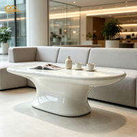 Table basse moderne blanche brillante, table centrale durable pour l'extérieur, bord de piscine, hôtel, salon, fabricant de meubles, vente en gros