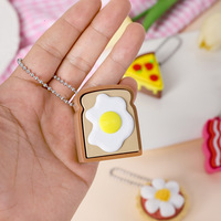 Porte-clés imprimé en 3D, série petit déjeuner occidental, clicker pour le bout des doigts, petit pendentif pour sac à main, porte-clés personnalisé en PVC
