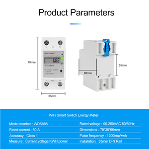 Nuevo componente electrónico Consumo <span class=keywords><strong>el</strong></span>éctrico digital KWh Carril Din Medidor inteligente Medidor de potencia WiFi Watt Interruptor remoto Control <span class=keywords><strong>Monit</strong></span> - Product Image 4