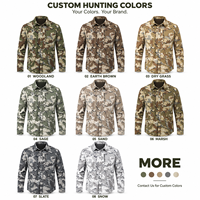 Chemise de chasse pour homme OEM personnalisée, camouflage discret, boutonnée, extensible dans les 4 sens, anti-humidité, anti-odeur, vêtements de chasse