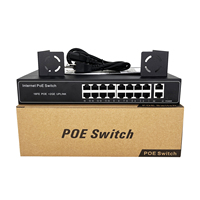 Switch PoE standard 48V 16 ports 10/100M avec 2 ports Uplink 1000M, 240W, prise d'alimentation intégrée, prêt à l'emploi, switch réseau Ethernet non géré