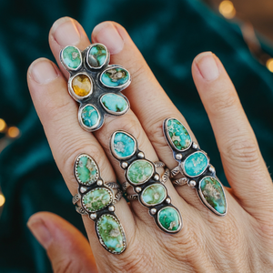 Bague Iroc Sales en argent sterling, style bohème, avec pierre précieuse turquoise, bijoux ethniques pour mariage et fête, grand look antique - Product Image 3