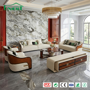 Set di Divani in Pelle e Legno di Palissandro Italiano di Lusso con Mobile TV e Tavolino da Caffè, Arredamento Premium per Soluzioni di Arredo Soggiorno per Hotel e Ville - Product Image 1