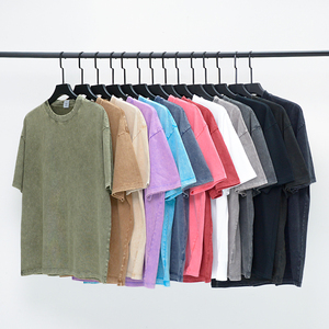 T-shirt Homme Vintage OEM ODM en Coton Pur Lavé 285 Grammes, Col Rond, Respirant, Style Urbain, Batik, Logo Personnalisé - Product Image 1