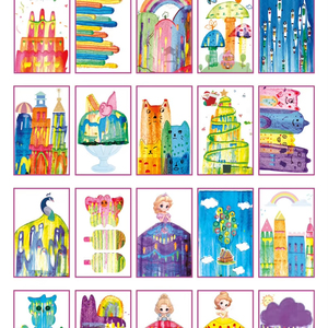 Ensemble de jouets de <span class=keywords><strong>dessin</strong></span> de peinture à gratter de raclette arc-en-ciel pour enfants, Kit de peinture de raclette créative, papier à gratter <span class=keywords><strong>pointillisme</strong></span> bricolage - Product Image 5