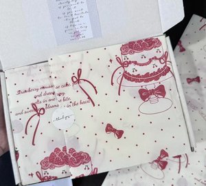 17g tissue paper packaging <b>Red</b> cake and <b>bow</b> High end clothing and gift wrapping accessory wrapping paper customizable logo size - Product Image 1