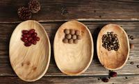Guansen Wabi-Sabi houten cakeplateau met gepersonaliseerd patroon, ovale vorm, milieuvriendelijk, duurzaam, gepolijste afwerking voor horeca