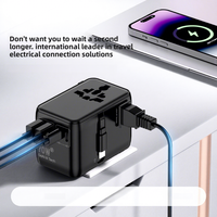 Adaptateur de Voyage Universel Multi-Pays 70W GaN Chargeur Rapide avec Câble Multifonctionnel en PC Ignifuge Sans Ports