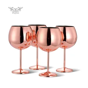 Copa de champán de oro rosa de 700ml, copa de vino de acero inoxidable 304 de lujo para Bar, restaurante y boda