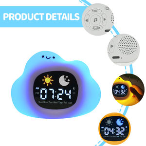 Baby-Geschenk multifunktionale Mini-Smart-Led-Uhr RGB 8-farbiges Nachtlicht Weckeruhren digital niedlicher Cartoon-Wecker für Kinder - Product Image 2