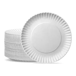 Eco Custom Disposable 7 8 9 Inch White Party Paper Plates Dish Uncoated Custom Print Paper Plate