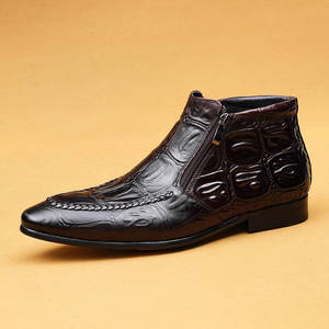 Chaussures habillées pour hommes en cuir véritable noir, à fermeture éclair, bout pointu, semelle extérieure en caoutchouc antidérapante, chaussures de mariage - Product Image 5