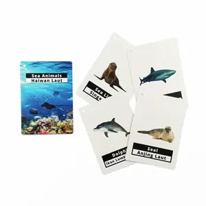 Kartu kognitif kustom ramah lingkungan untuk bayi belajar bahasa Inggris Sea Animals kartu edukasi menyenangkan