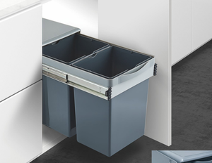 Poubelle Coulissante Double 30L (10+20L) Sous évier - Avec Couvercle - Cuisine