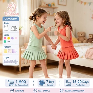 Conjunto Deportivo DH ODM Matcha Cream para Niñas, Chaleco sin Mangas Transpirable, Falda Acampanada de Cintura Alta con Shorts Integrados, Ropa Suave para Estudio - Product Image 1