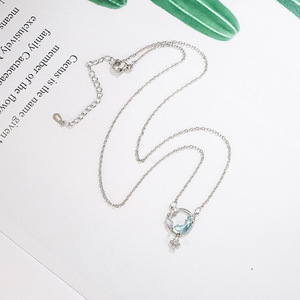 Lune et étoile bleue de haute qualité Zircon colliers bijoux rivière romantique femme collier pour la fête - Product Image 4