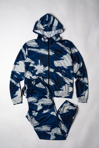 High Quality Black Printed Gym Tracksuit Subtle Texture Pattern Hooded <b>Jacket</b> Joggers <b>Workout</b> - Product Image 5