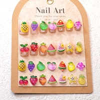Accessoires de nail art sur le thème des fruits, mini-pièces en résine assorties (cerise, fraise, pastèque) pour boucles d'oreilles DIY