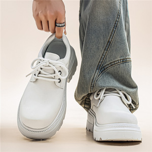 Chaussures pour hommes 2025 – Nouvelle collection automne – Style tendance à lacets pour le bureau et la carrière – Chaussures noires rehaussantes à semelle épaisse et résistantes à l'usure - Product Image 4