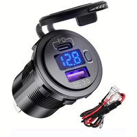 Chargeur USB Type C QC3.0 étanche, double chargeur USB pour voiture, chargeur rapide 6A 12V, voltmètre et interrupteur DC pour voiture