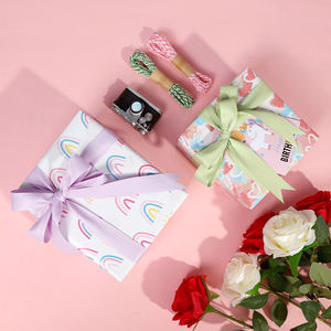 Papier d'emballage cadeau d'anniversaire pour enfants 43*300 cm emballage de papier d'emballage de vacances en rouleau pour filles - Product Image 2