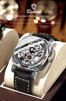 Montre mécanique pour homme, entièrement automatique, cadran squelette, aiguilles lumineuses, acier inoxydable, 22 mm, étanche 50 m, style business