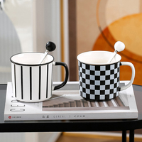 <strong>Best</strong> <strong>Selling</strong> Dishwasher Safe <strong>Decal</strong> <strong>Printing</strong> Black and White Style Coffee Mug Bulk Creative Drinkware Tea Cups Cheap