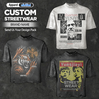 T-shirt da uomo oversize in cotone 100% da 400g, vestibilità regolare, lavaggio acido vintage, stampa digitale, stile hip hop, personalizzabile all'ingrosso