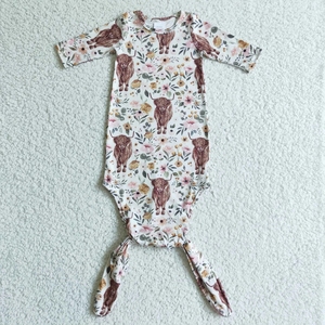 Robe de nuit pour nouveau-né, motif vache et fleur, manches courtes, vêtements pour fille et garçon - Product Image 1