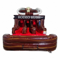 Tobogán Acuático Inflable de 15 pies, Modelo Brown Marble Rodeo Rush, Doble Carril, Material de PVC, Uso Comercial en Exteriores