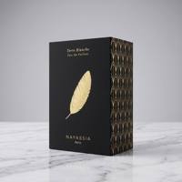 Boîte à parfum de luxe personnalisée noire mate avec logo plume en feuille d'or, emballage haut de gamme pour parfum, coffret cadeau avec insert en EVA