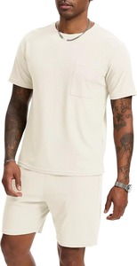 Conjunto de camiseta y pantalones cortos de secado rápido para hombre, estilo casual, holgado, con estampado personalizado, estilo vintage de verano. - Product Image 5
