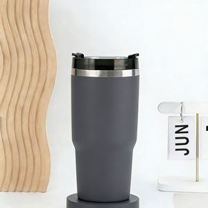 Gobelet de voyage isotherme à double paroi 20oz 30oz avec couvercle et paille, base antidérapante, pour boissons chaudes et froides - Product Image 2