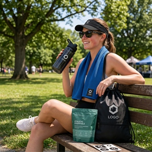 Kit de Hidratación Deportiva Personalizado para Navidad, con Botella, Bolsa con Cordón, Toalla Refrescante y Gafas de Sol - Product Image 6