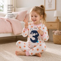 Vente en gros de pyjamas pour filles en coton à motifs de dessins animés, ensembles de vêtements de nuit pour enfants