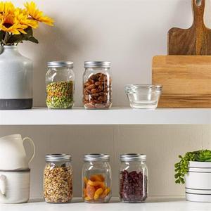 Пустые обычные банки с широким горлышком, 8 унций, 16 унций, 32 унции, прозрачные стеклянные банки с металлическими крышками для герметизации консервных банок для хранения пищевых продуктов - Product Image 5