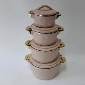 Elegante Juego de 4 Recipientes Térmicos para Alimentos de 1L, 2.5L, 4.5L y 6.5L, Cazuela Térmica <span class=keywords><strong>con</strong></span> Motivo de Trigo en Relieve y Borde Dorado, Plato para Servir en Fiestas - Product Image 3