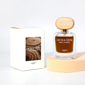 Botella de Perfume Cuadrada Plana Vacía, Transparente, de 50 ml y 100 ml, Botella de Vidrio para Perfume de Lujo con Tapa de Madera Ovalada - Product Image 3
