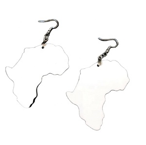 Alta calidad al por mayor África <span class=keywords><strong>mapa</strong></span> forma sublimación en blanco prensa <span class=keywords><strong>de</strong></span> calor transferencia madera MDF pendientes - Product Image 3