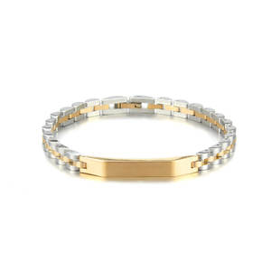 Pulsera y brazalete de moda para hombre de acero inoxidable 316L antideslustre, chapado en oro de 14K y 18K, espacios en blanco grabables para pulseras de hombre - Product Image 6