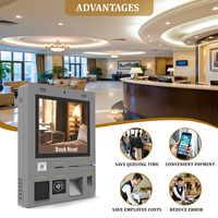Kios Check-in Premium terpasang di dinding dengan Slot kartu Keypad Metal layar sentuh dan Printer