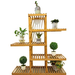 Bamboo Flower <b>Stand</b> Rectangle Detachable Standing Type For Living Room Indoor Outdoor Use - Product Image 2