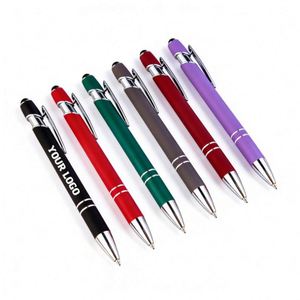 Manufacturer in China Blue Metallic Ball Custom Logo Multifunction Stylus Ballpoint Personnalisable New 2 in 1 Metal Touch <b>Pen</b> - Product Image 1