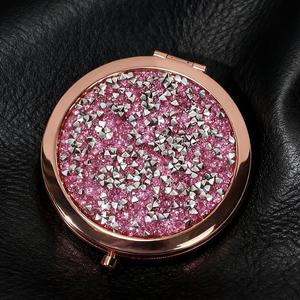 Hot Souvenir Double-Sided Makeup <b>Mirror</b> Portable Round <b>Compact</b> <b>Mirror</b> with Diamond Glitter Powder Travel <b>Mirror</b> - Product Image 5
