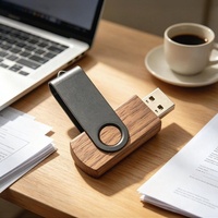 Memoria USB de Madera OEM con Logotipo Personalizado, Memoria USB Giratoria de Metal de 128GB 64GB 32GB 16GB 8GB 4GB 2GB 1GB, Fabricante de Memorias USB