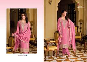 Costume Chinon Salwar Kameez de créateur de qualité standard pour mariage et festival disponible au prix d'exportation - Product Image 5