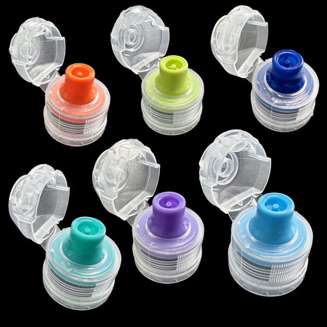 Flip Top Cap 28mm/30mm/38mm Plastic Non-Spill  Sports cap Ribbed Closure for Beverage & Water Bottle Use